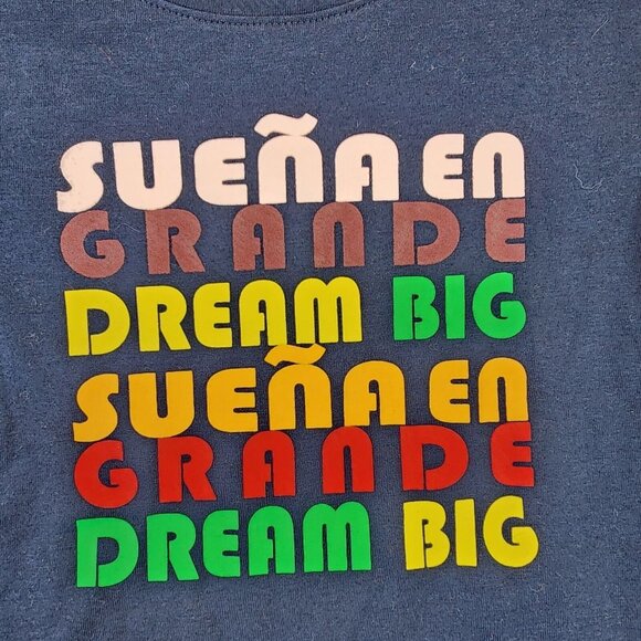 Unisex Kids Navy Shirt Dream Big Short Sleeve Crew Neck Latino Heritage Size 5T - Picture 6 of 9